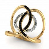 Перстень из красного+белого золота  с цирконием (модель 02-1785.0.4402)