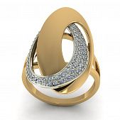 Перстень из красного+белого золота  с цирконием (модель 02-1421.0.4401)