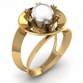 Перстень из красного+белого золота  с жемчугом (модель 02-2195.0.4310)