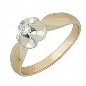 Перстень из красного+белого золота  с бриллиантом (модель 02-0463.0.4110)