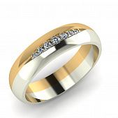 Обручальное кольцо из красного+белого золота  с цирконием (модель 04-0150.0.4401)