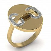 Перстень из красного+белого золота  с цирконием (модель 02-2031.0.4401)