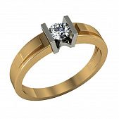 Перстень из красного+белого золота  с цирконием (модель 02-1282.0.4401)