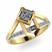 Перстень из красного+белого золота  с сапфиром (модель 02-2579.0.4120)