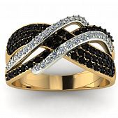 Перстень из красного+белого золота  с цирконием (модель 02-1509.0.4402)