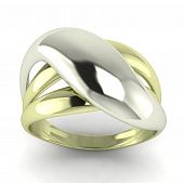 Перстень из лимонного+белого золота  (модель 02-1430.0.5000)