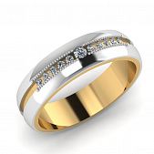 Обручальное кольцо из красного+белого золота  с цирконием (модель 04-0152.0.4401)