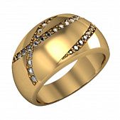 Перстень из красного золота  с цирконием (модель 02-1035.0.1401)