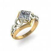 Перстень из красного+белого золота  с цирконием (модель 02-2556.0.4401)