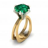 Перстень из красного+белого золота  с кварцем зеленым (модель 02-1322.1.4256)