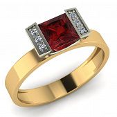 Перстень из красного+белого золота  с гранатом (модель 02-1362.0.4210)