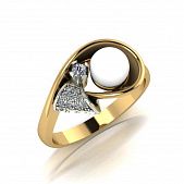 Перстень из красного+белого золота  с жемчугом (модель 02-1425.0.4310)