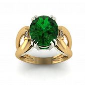 Перстень из красного+белого золота  с кварцем зеленым (модель 02-1466.0.4256)