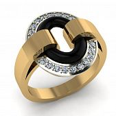 Перстень из красного+белого золота  с цирконием (модель 02-1222.0.4401)