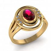 Перстень из красного золота  с цирконием (модель 02-2771.0.1401)