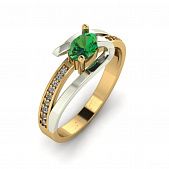 Перстень из красного+белого золота  с топазом зеленым (модель 02-1707.0.4225)
