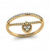 Перстень из красного+белого золота  с цирконием (модель 02-2273.0.4401)