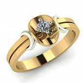 Перстень из красного+белого золота  с цирконием (модель 02-2038.1.4401)