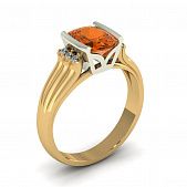 Перстень из красного+белого золота  с топазом оранжевым (модель 02-1251.0.4226)