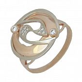 Перстень из красного+белого золота  с цирконием (модель 02-0575.0.4401)