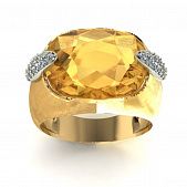 Перстень из красного+белого золота  с цитрином (модель 02-1285.0.4270)