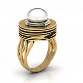 Перстень из красного+белого золота  с жемчугом (модель 02-2277.0.4310)