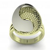 Перстень из лимонного+белого золота  (модель 02-1315.0.5000)