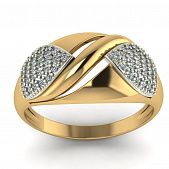 Перстень из красного+белого золота  с цирконием (модель 02-1444.0.4401)