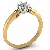 Перстень из красного+белого золота  с цирконием (модель 02-1363.0.4401)