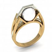 Перстень из красного+белого золота  с жемчугом (модель 02-2694.0.4310)