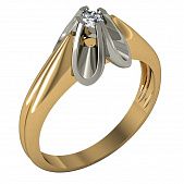 Перстень из красного+белого золота  с бриллиантом (модель 02-1236.0.4110)