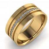 Обручальное кольцо из красного золота  с цирконием (модель 04-0163.0.1401)