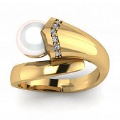 Перстень из красного золота  с жемчугом (модель 02-1148.0.1310)