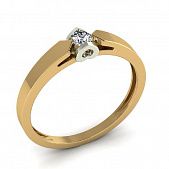 Перстень из красного+белого золота  с бриллиантом (модель 02-2426.0.4110)