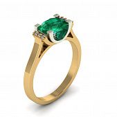 Перстень из красного+белого золота  с кварцем зеленым (модель 02-1783.0.4256)