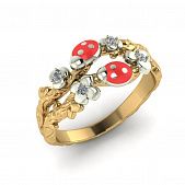 Перстень из красного+белого золота  с цирконием (модель 02-2092.0.4401)