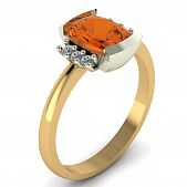 Перстень из красного+белого золота  с топазом оранжевым (модель 02-1248.0.4226)