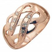 Перстень из красного золота  с цирконием (модель 02-0225.0.1401)