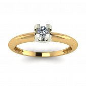 Перстень из красного+белого золота  с бриллиантом (модель 02-1935.0.4110)