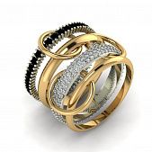 Перстень из красного+белого золота  с цирконием (модель 02-2152.0.4402)