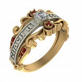 Перстень из красного+белого золота  с цирконием (модель 02-1199.0.4401)