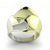 Перстень из лимонного+белого золота  (модель 02-1304.0.5000)