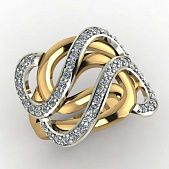 Перстень из красного+белого золота  с цирконием (модель 02-1376.0.4401)
