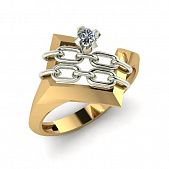 Перстень из красного+белого золота  с цирконием (модель 02-2557.0.4401)