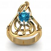 Перстень из красного+белого золота  с топазом Лондон (модель 02-1183.0.4224)