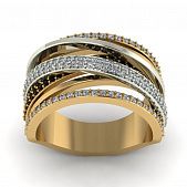 Перстень из красного+белого золота  с цирконием (модель 02-1284.0.4402)