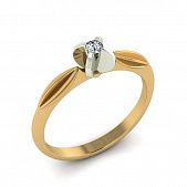 Перстень из красного+белого золота  с бриллиантом (модель 02-2475.0.4110)