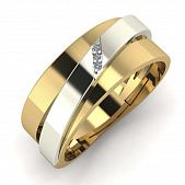 Перстень из красного+белого золота  с цирконием (модель 02-2027.0.4401)