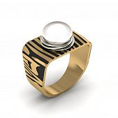 Перстень из красного+белого золота  с жемчугом (модель 02-2259.0.4310)